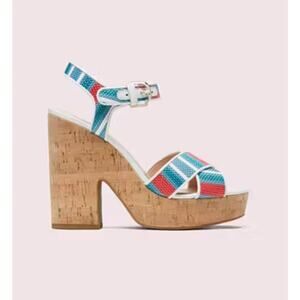 Kate Spade Grace Raffia Platform Sandals Size 7.5